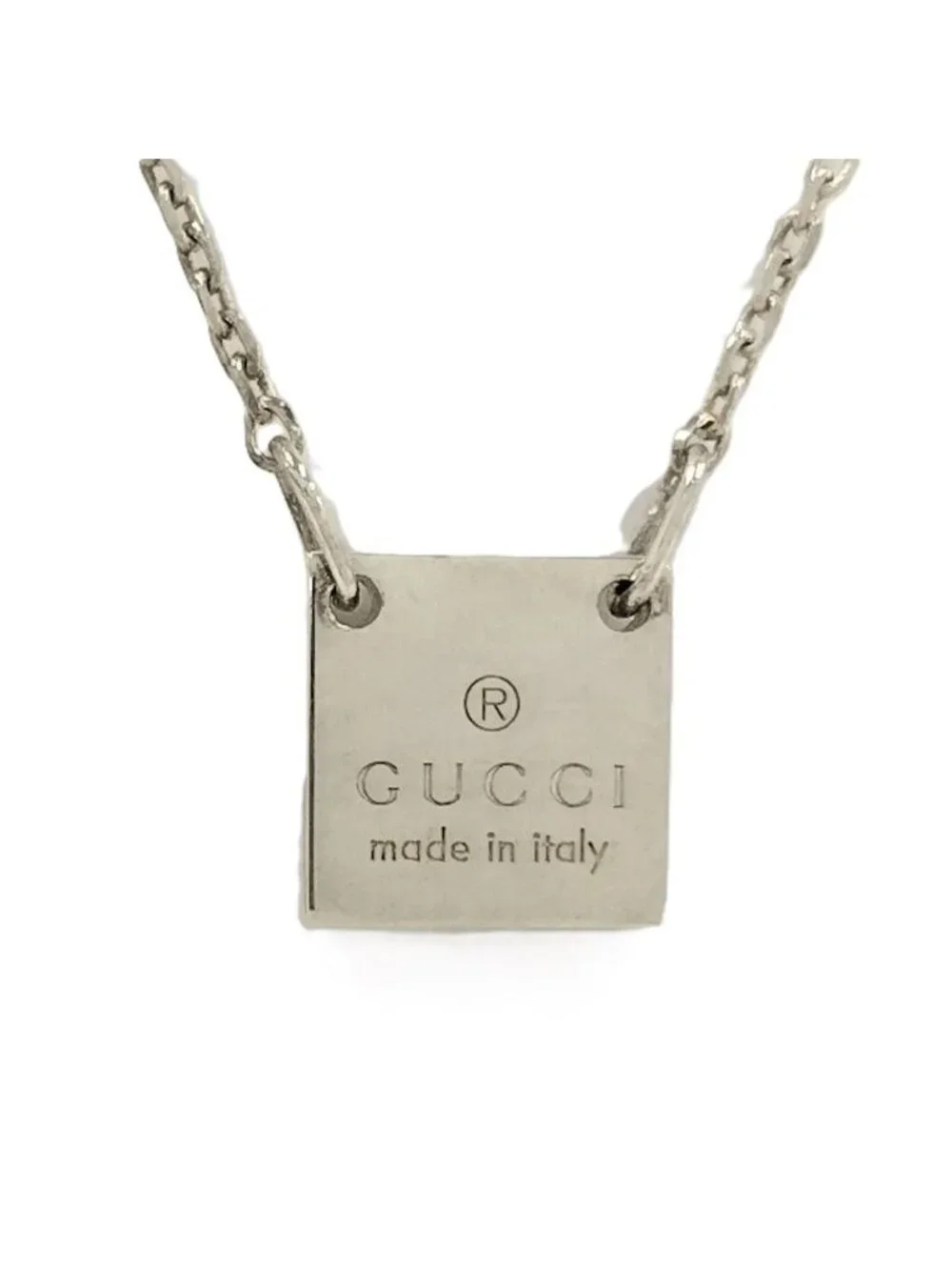 Gucci Square Plate Silver Necklace